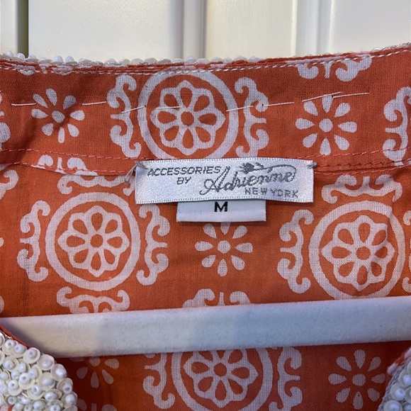 Adrienne New York Orange Pattern Sequin Beach Cover up Size M NWOT - Picture 3 of 6